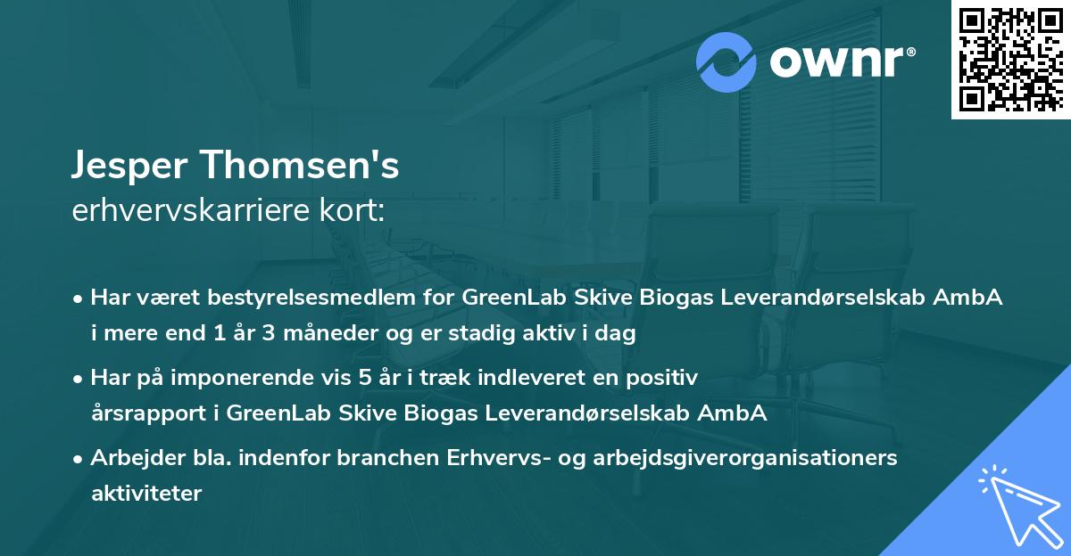 Jesper Thomsen's erhvervskarriere kort