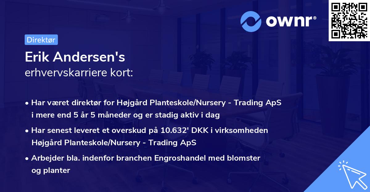 Erik Andersen's erhvervskarriere kort