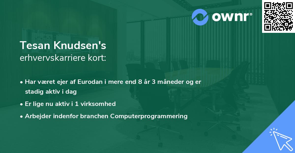 Tesan Knudsen's erhvervskarriere kort