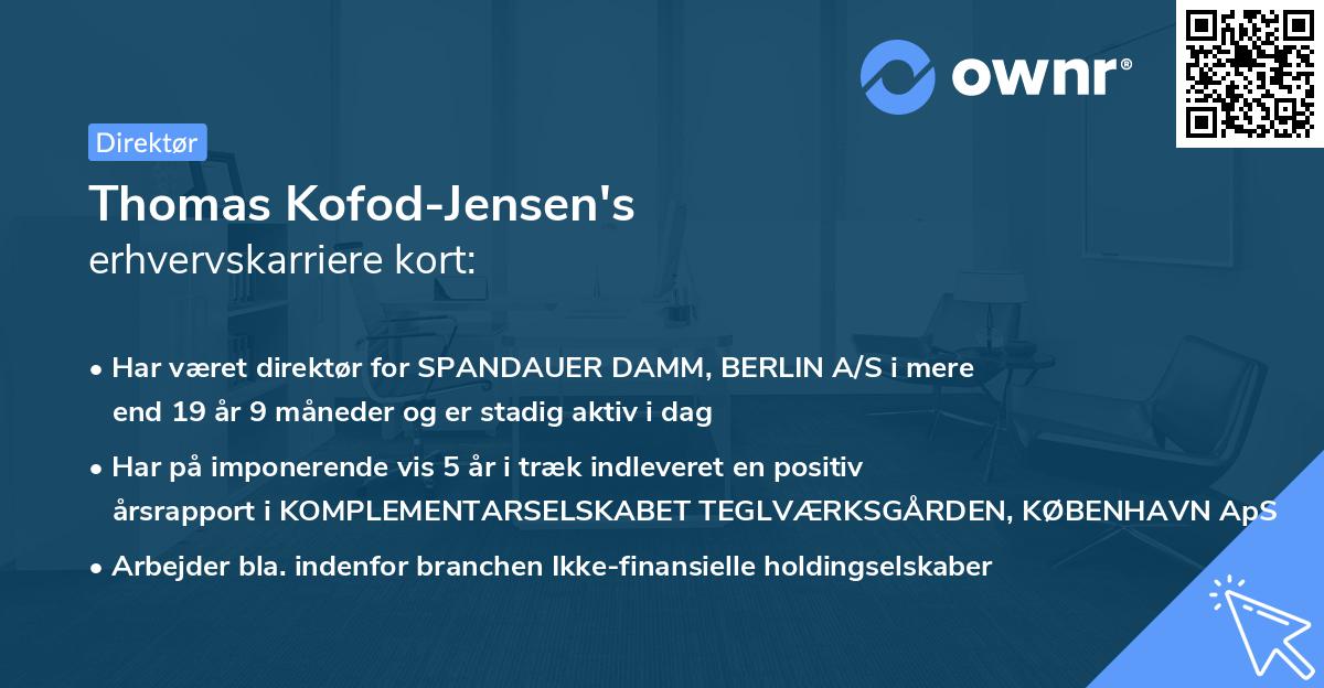 Thomas Kofod-Jensen's erhvervskarriere kort