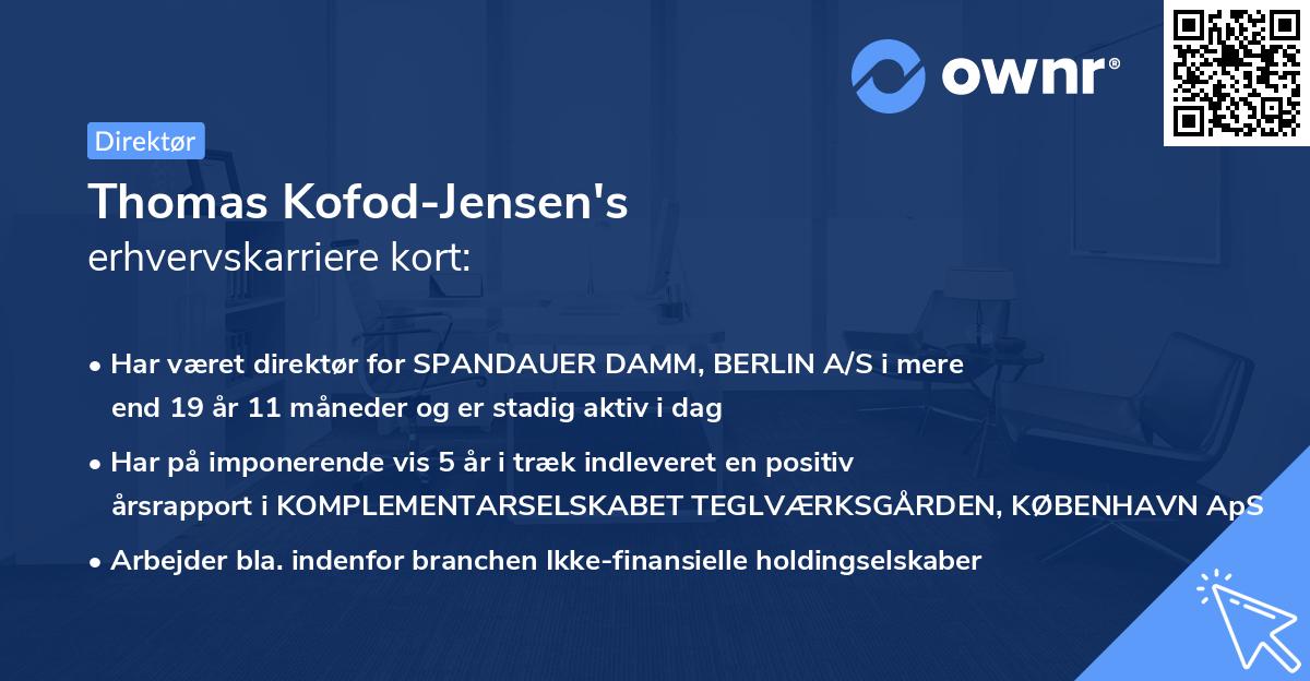 Thomas Kofod-Jensen's erhvervskarriere kort