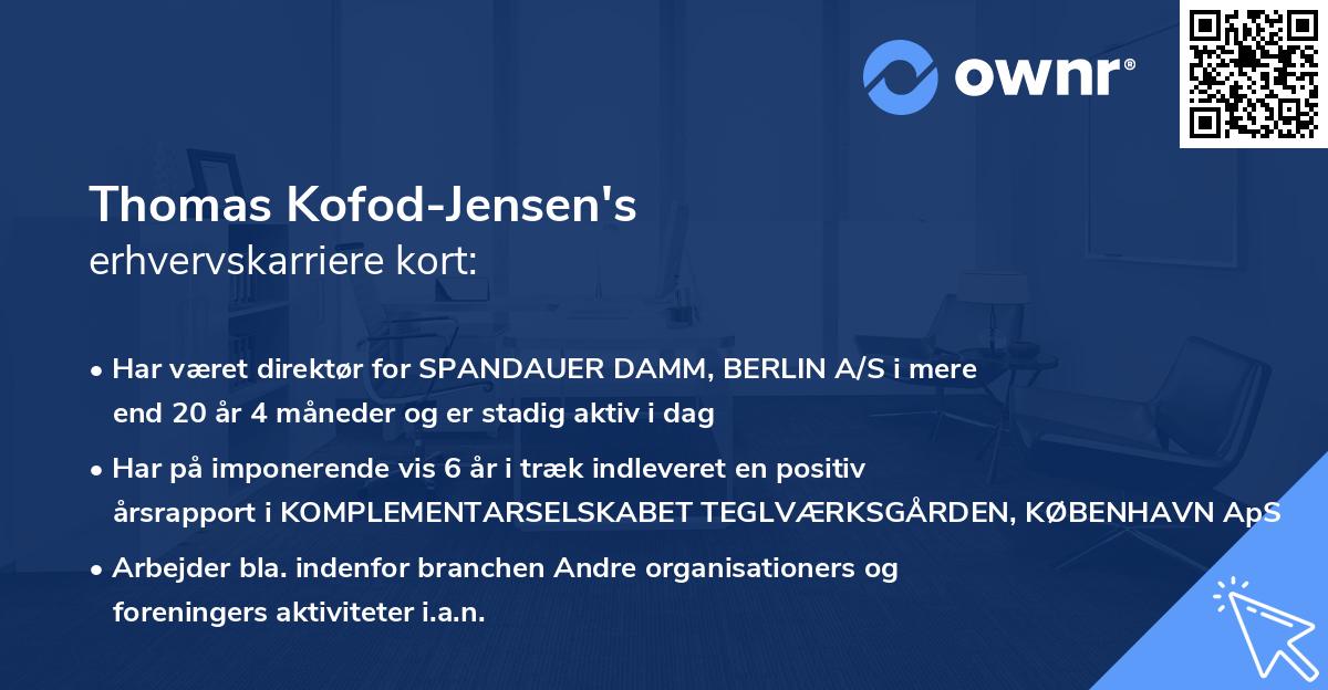 Thomas Kofod-Jensen's erhvervskarriere kort