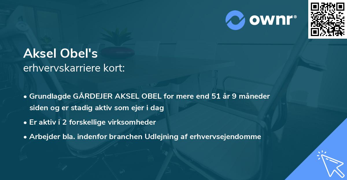 Aksel Obel's erhvervskarriere kort