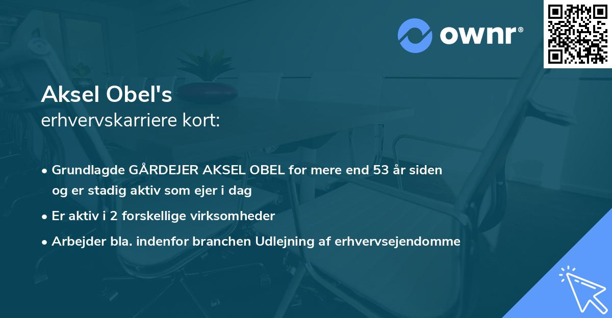 Aksel Obel's erhvervskarriere kort