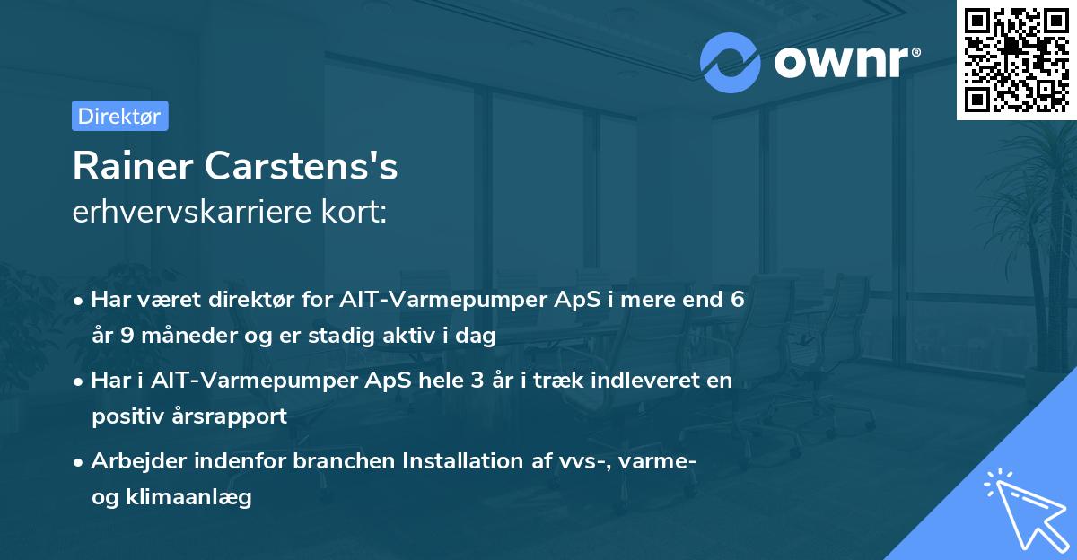 Rainer Carstens's erhvervskarriere kort