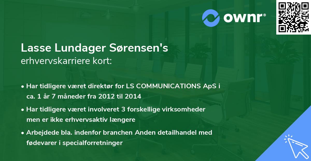 Lasse Lundager Sørensen's erhvervskarriere kort