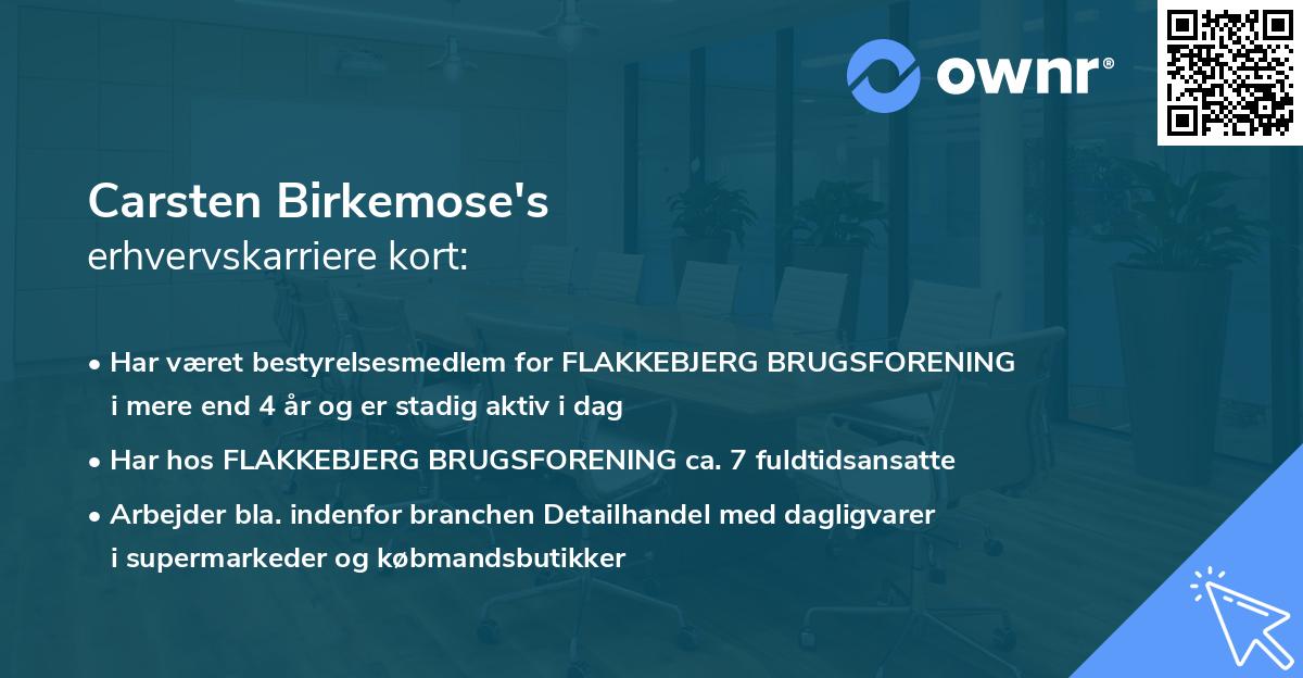 Carsten Birkemose's erhvervskarriere kort