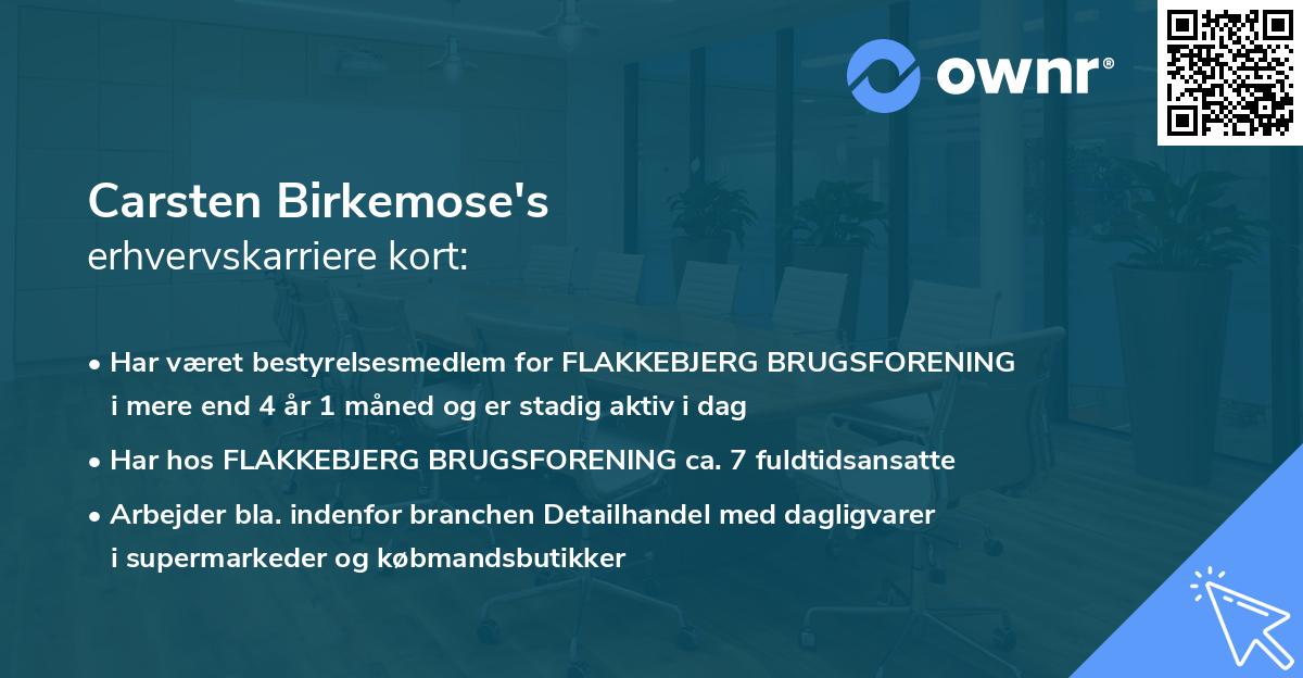 Carsten Birkemose's erhvervskarriere kort