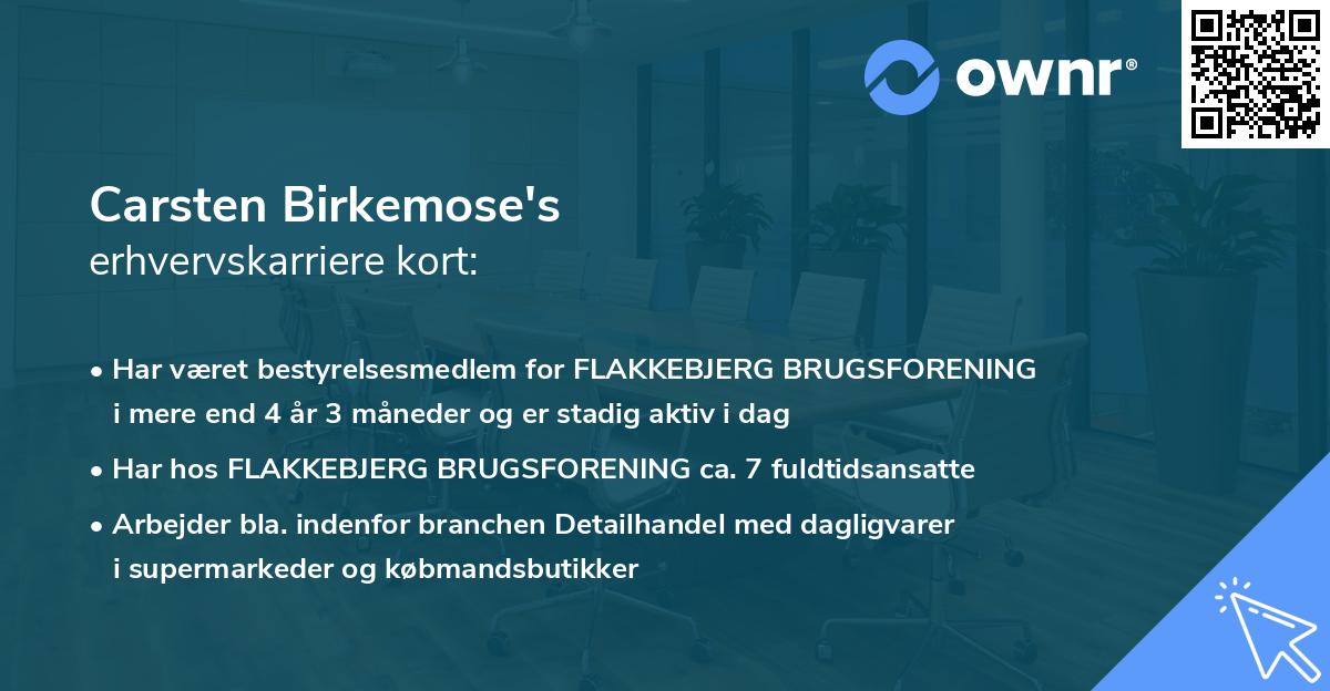 Carsten Birkemose's erhvervskarriere kort