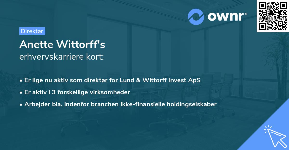 Anette Wittorff's erhvervskarriere kort