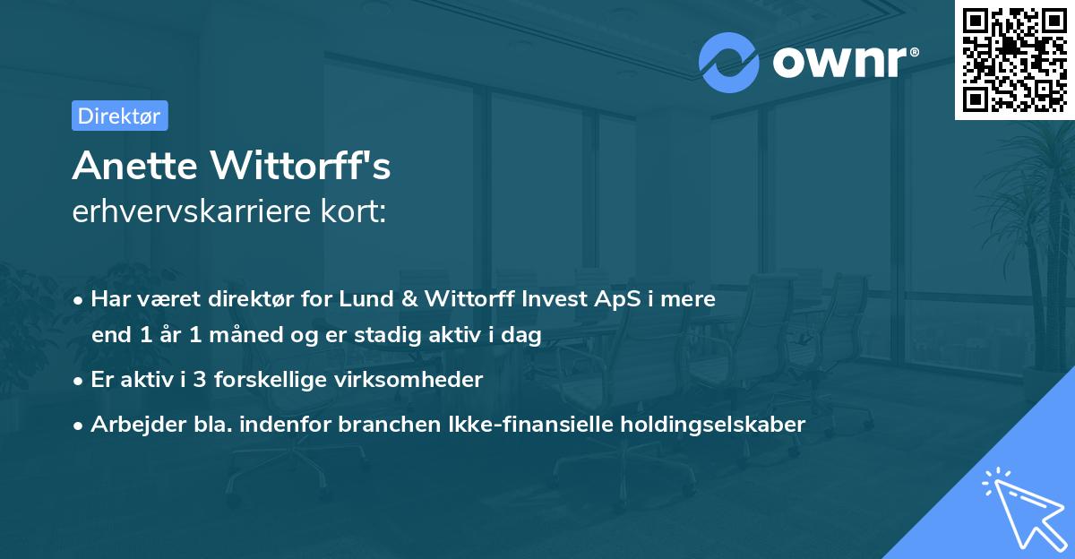 Anette Wittorff's erhvervskarriere kort