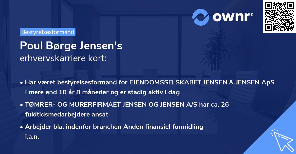 Poul Børge Jensen's erhvervskarriere kort