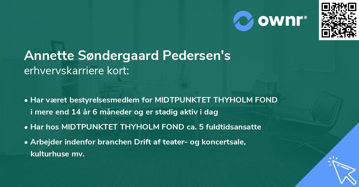 Annette Søndergaard Pedersen's erhvervskarriere kort