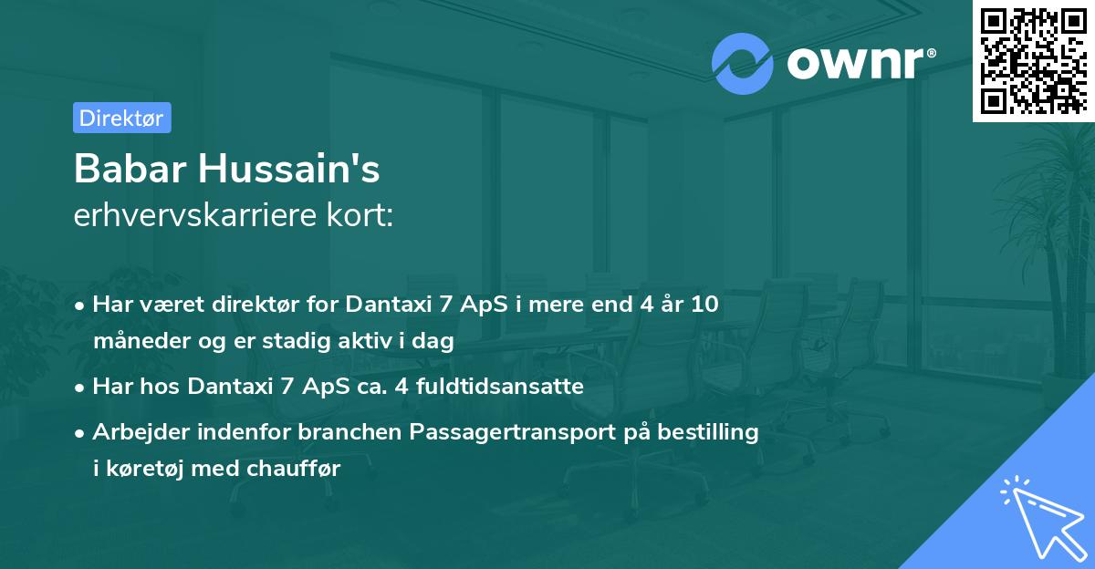Babar Hussain's erhvervskarriere kort