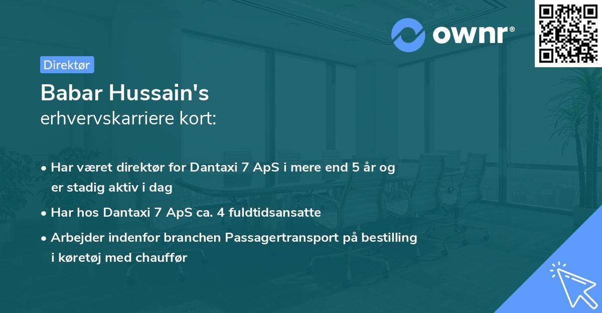 Babar Hussain's erhvervskarriere kort