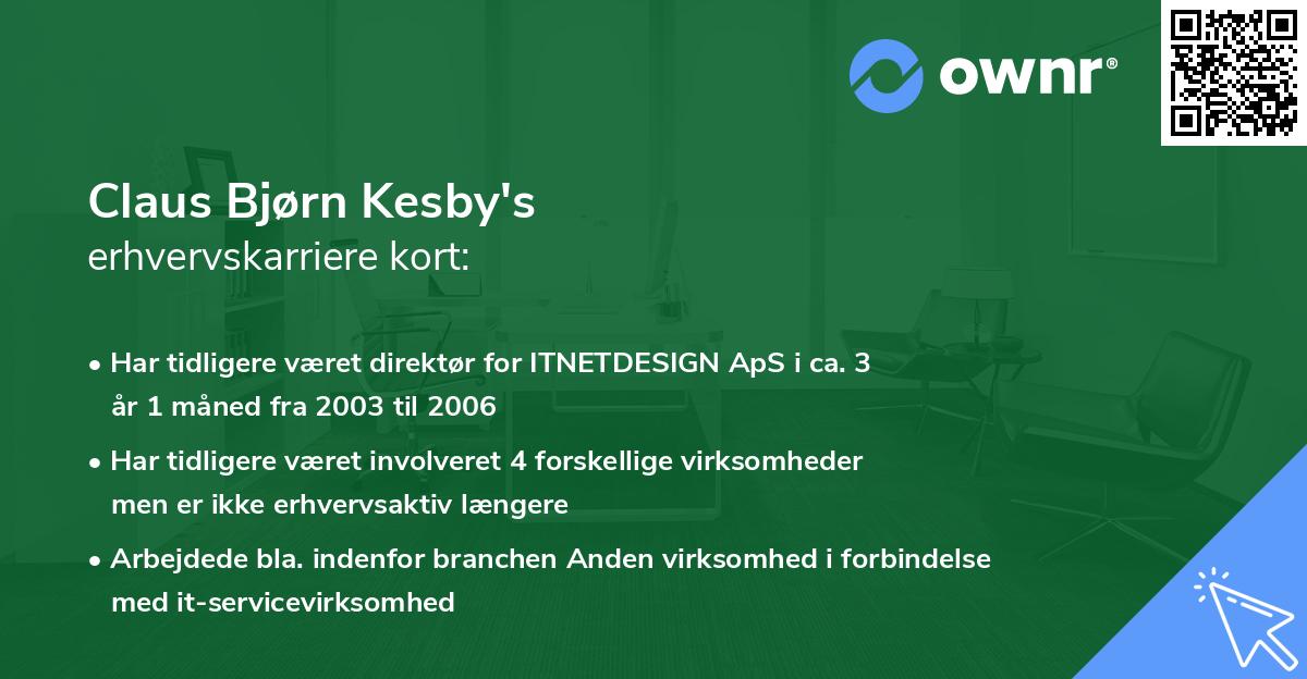 Claus Bjørn Kesby's erhvervskarriere kort