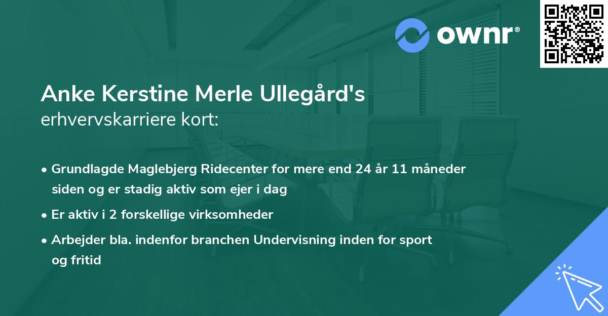 Anke Kerstine Merle Ullegård's erhvervskarriere kort