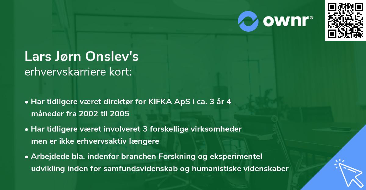 Lars Jørn Onslev's erhvervskarriere kort