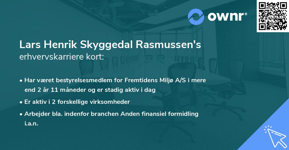 Lars Henrik Skyggedal Rasmussen's erhvervskarriere kort
