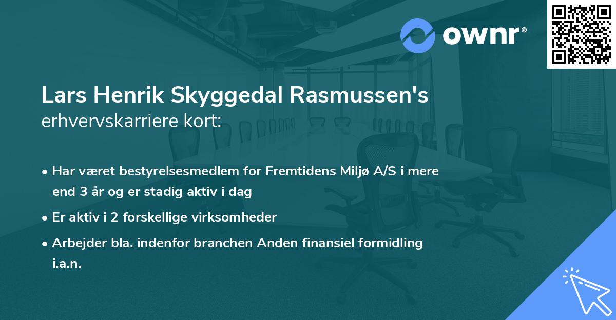 Lars Henrik Skyggedal Rasmussen's erhvervskarriere kort