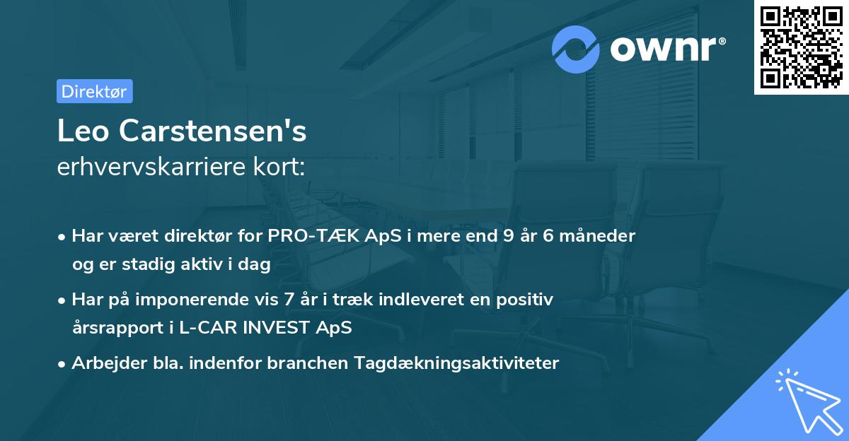 Leo Carstensen's erhvervskarriere kort