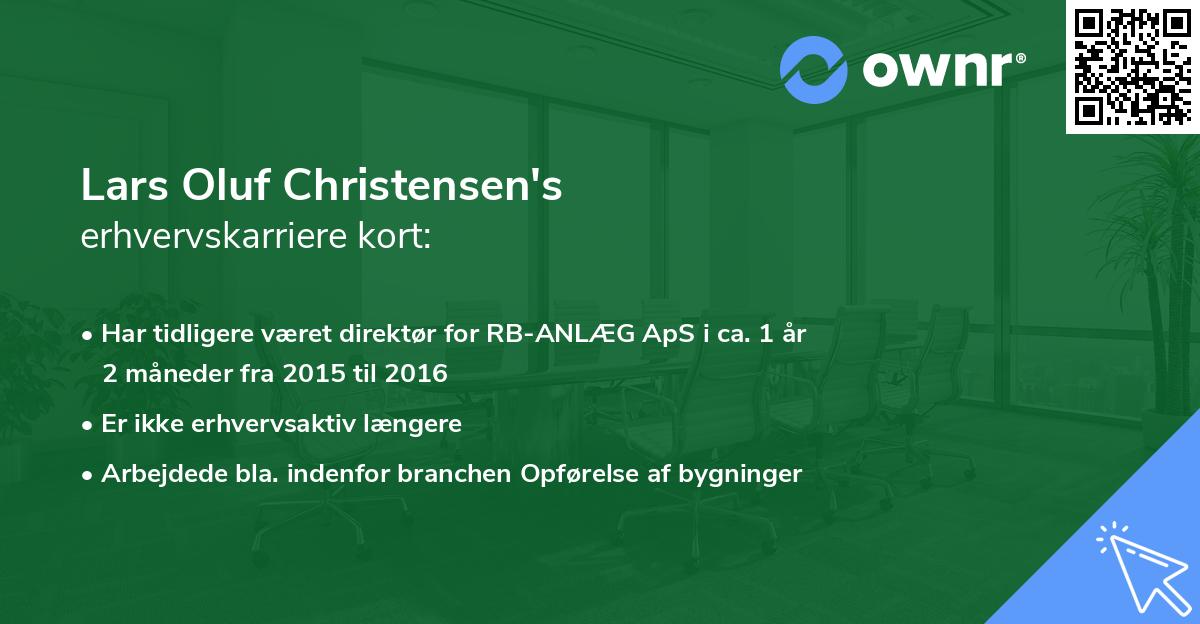 Lars Oluf Christensen's erhvervskarriere kort