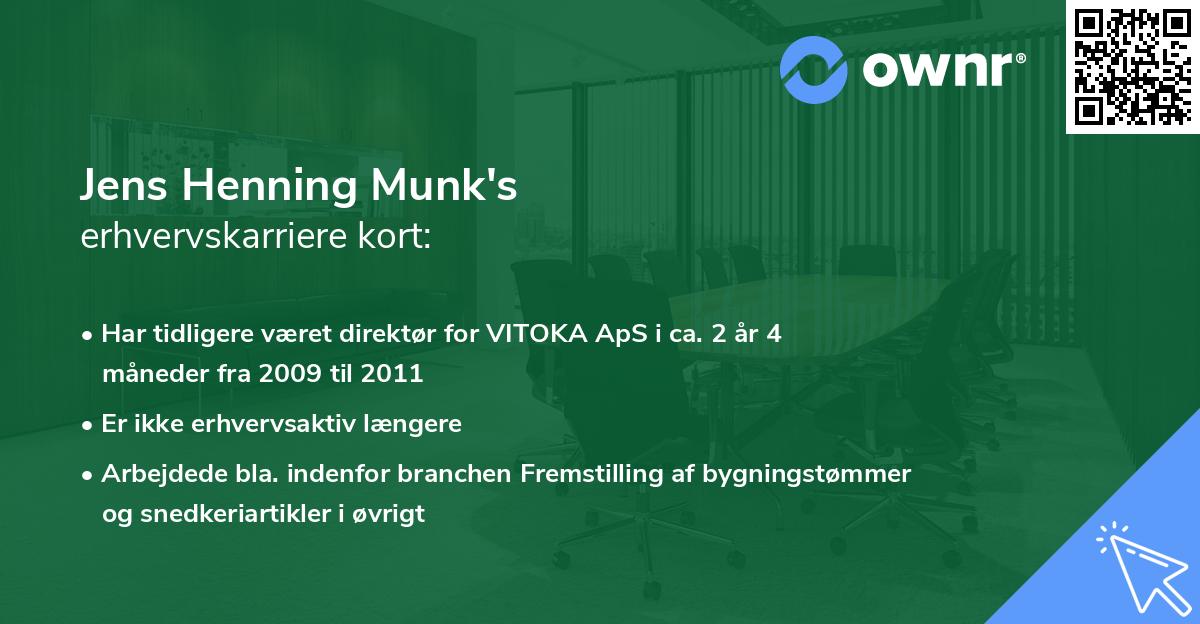 Jens Henning Munk's erhvervskarriere kort