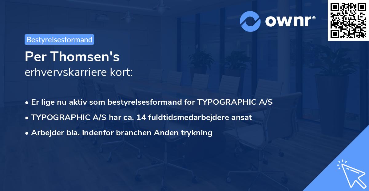 Per Thomsen's erhvervskarriere kort