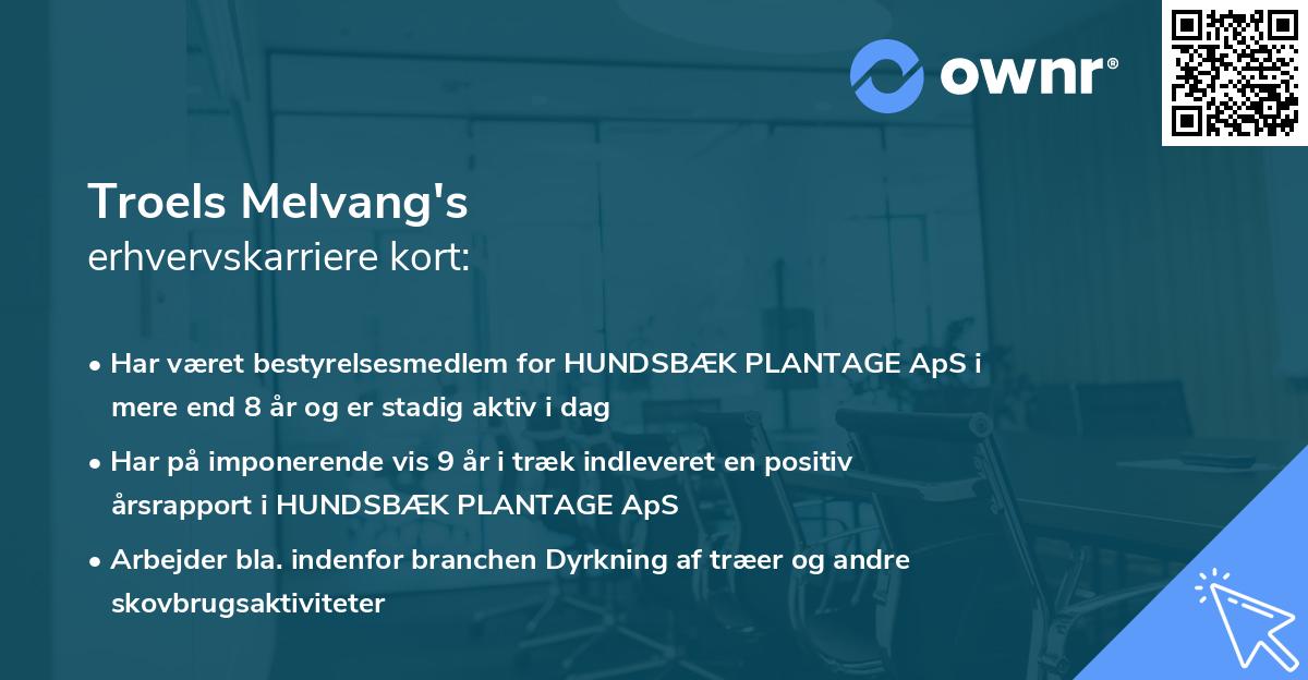 Troels Melvang's erhvervskarriere kort