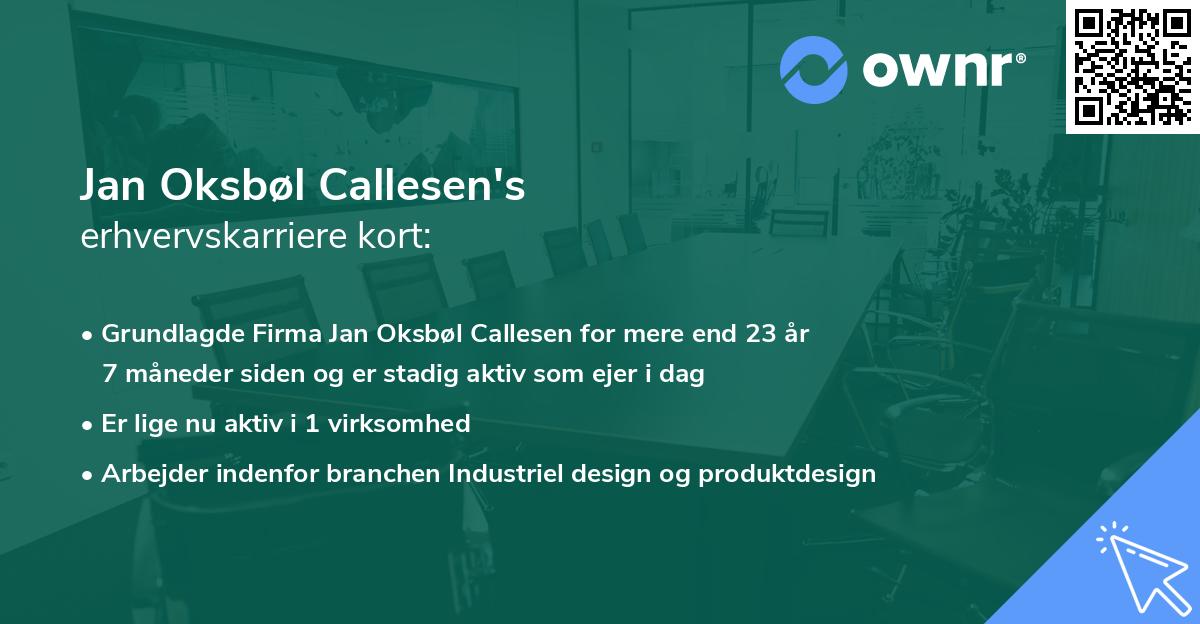 Jan Oksbøl Callesen's erhvervskarriere kort
