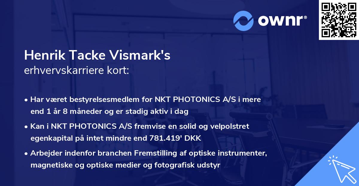 Henrik Tacke Vismark's erhvervskarriere kort