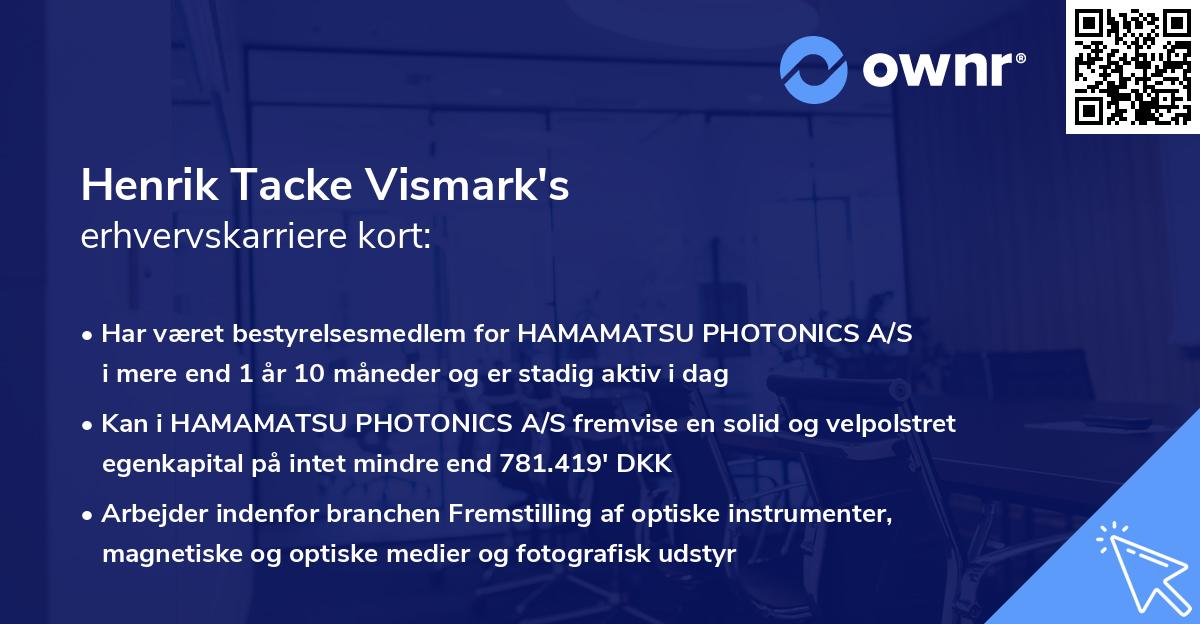 Henrik Tacke Vismark's erhvervskarriere kort