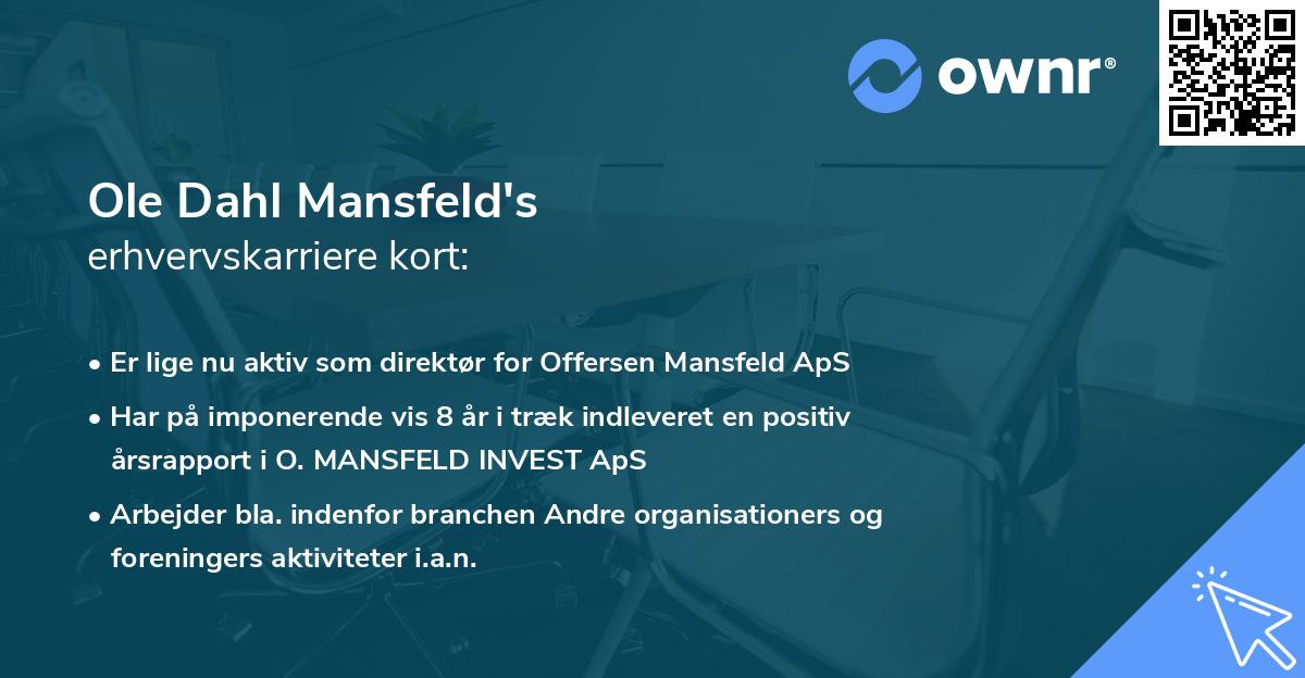 Ole Dahl Mansfeld's erhvervskarriere kort
