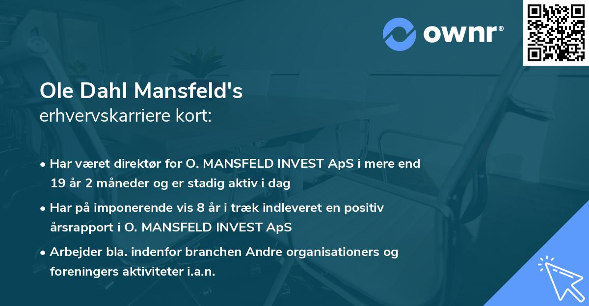 Ole Dahl Mansfeld's erhvervskarriere kort