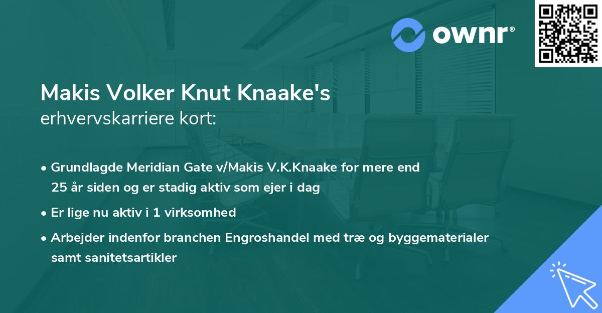 Makis Volker Knut Knaake's erhvervskarriere kort