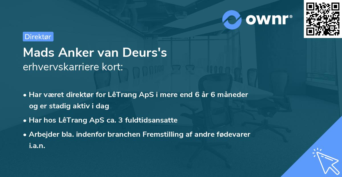 Mads Anker van Deurs's erhvervskarriere kort