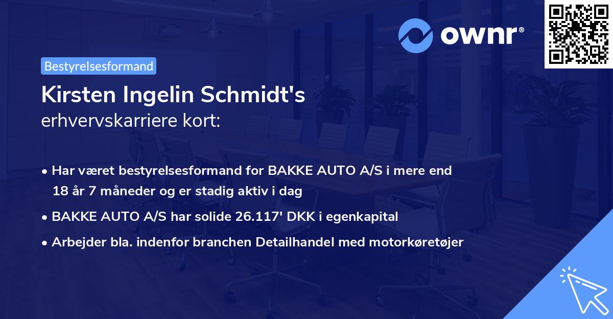 Kirsten Ingelin Schmidt's erhvervskarriere kort
