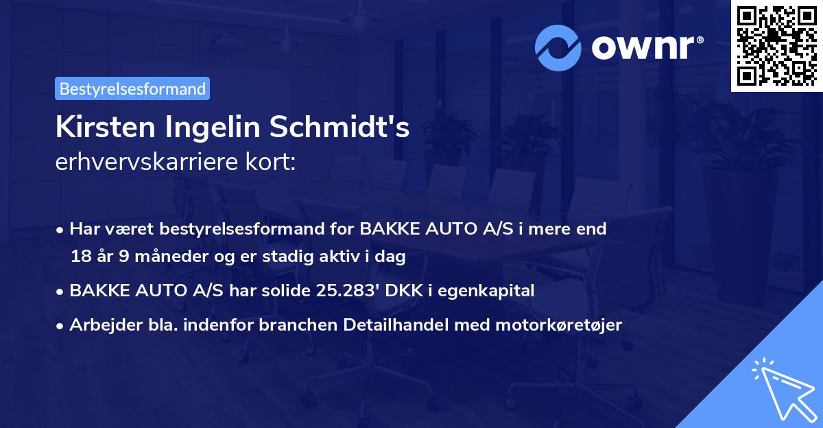 Kirsten Ingelin Schmidt's erhvervskarriere kort