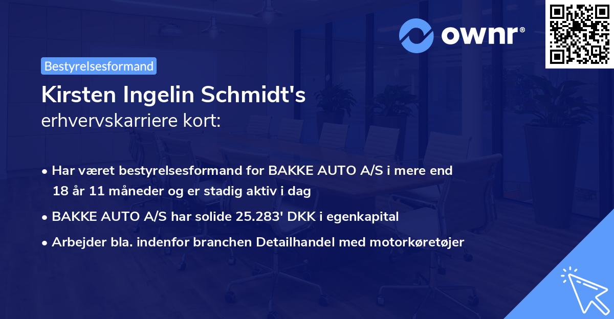 Kirsten Ingelin Schmidt's erhvervskarriere kort