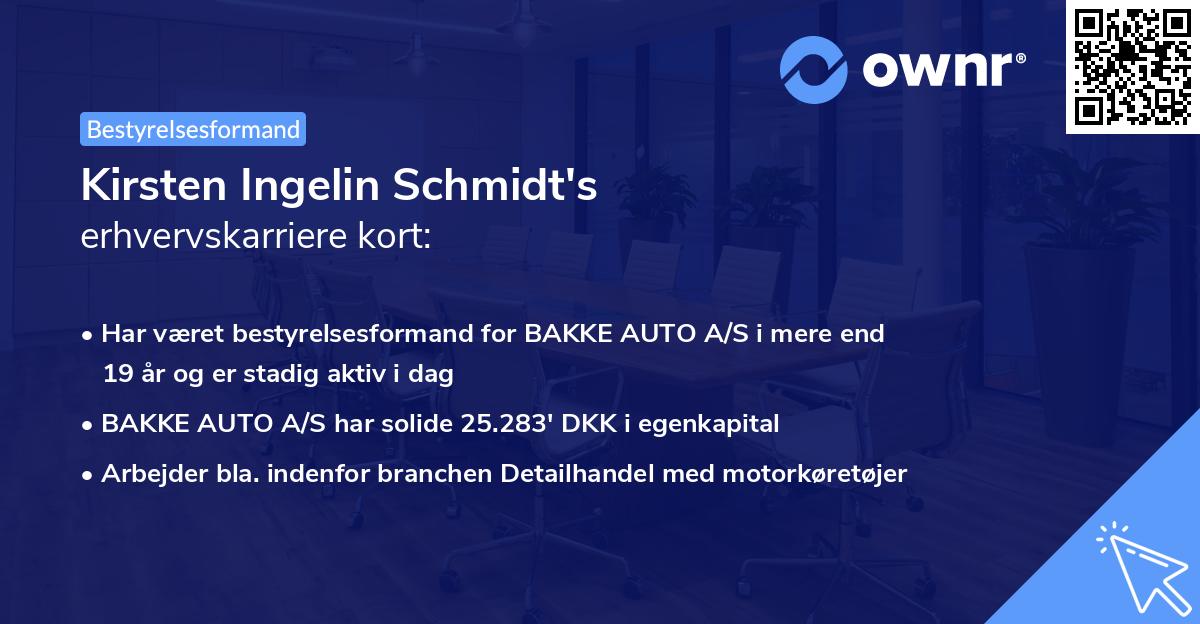 Kirsten Ingelin Schmidt's erhvervskarriere kort