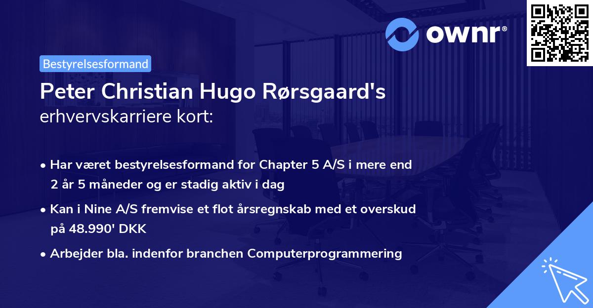 Peter Christian Hugo Rørsgaard's erhvervskarriere kort