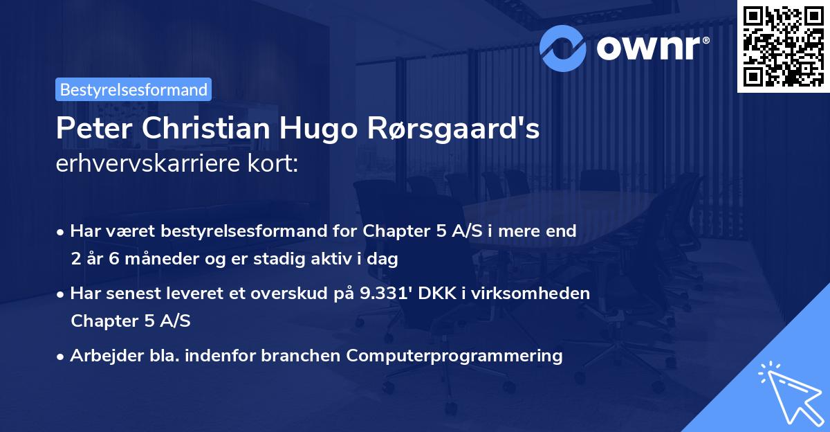 Peter Christian Hugo Rørsgaard's erhvervskarriere kort