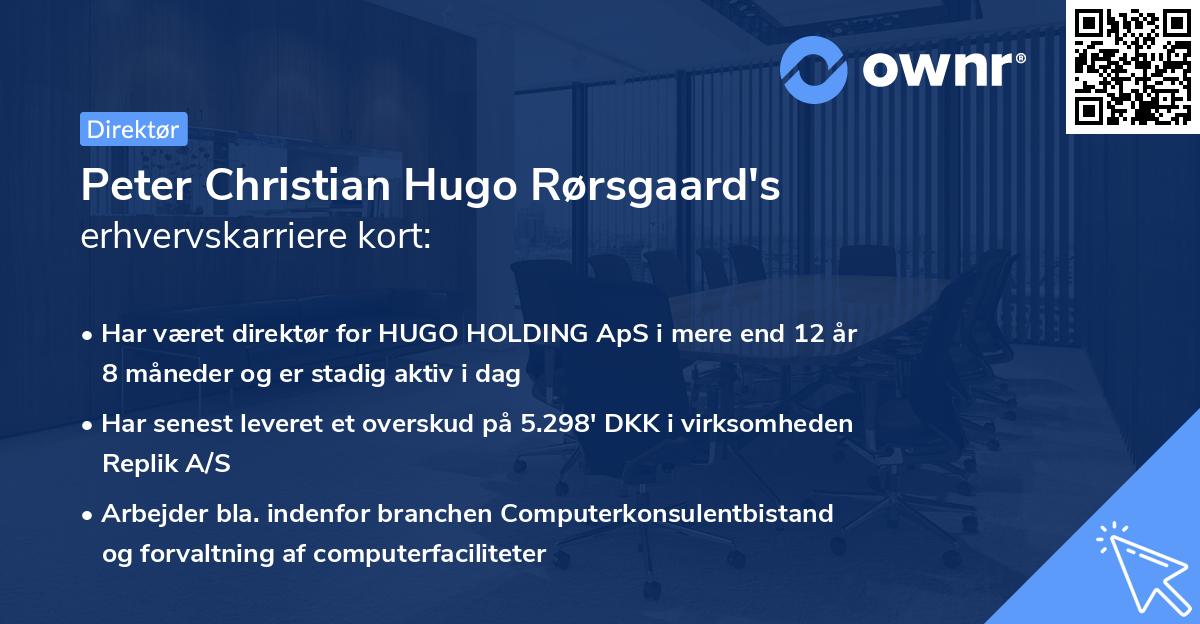 Peter Christian Hugo Rørsgaard's erhvervskarriere kort