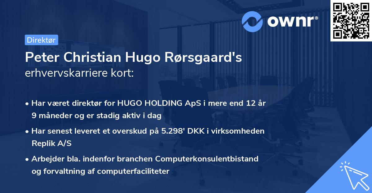Peter Christian Hugo Rørsgaard's erhvervskarriere kort