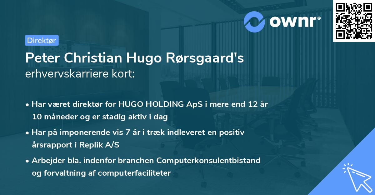 Peter Christian Hugo Rørsgaard's erhvervskarriere kort