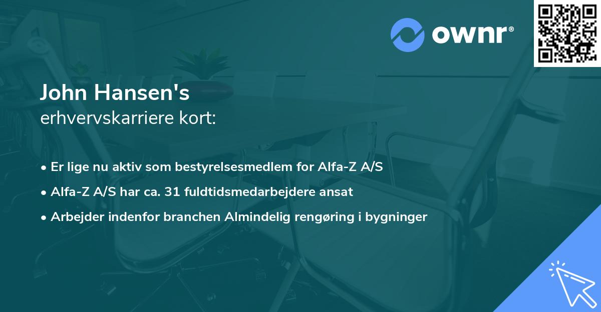 John Hansen's erhvervskarriere kort