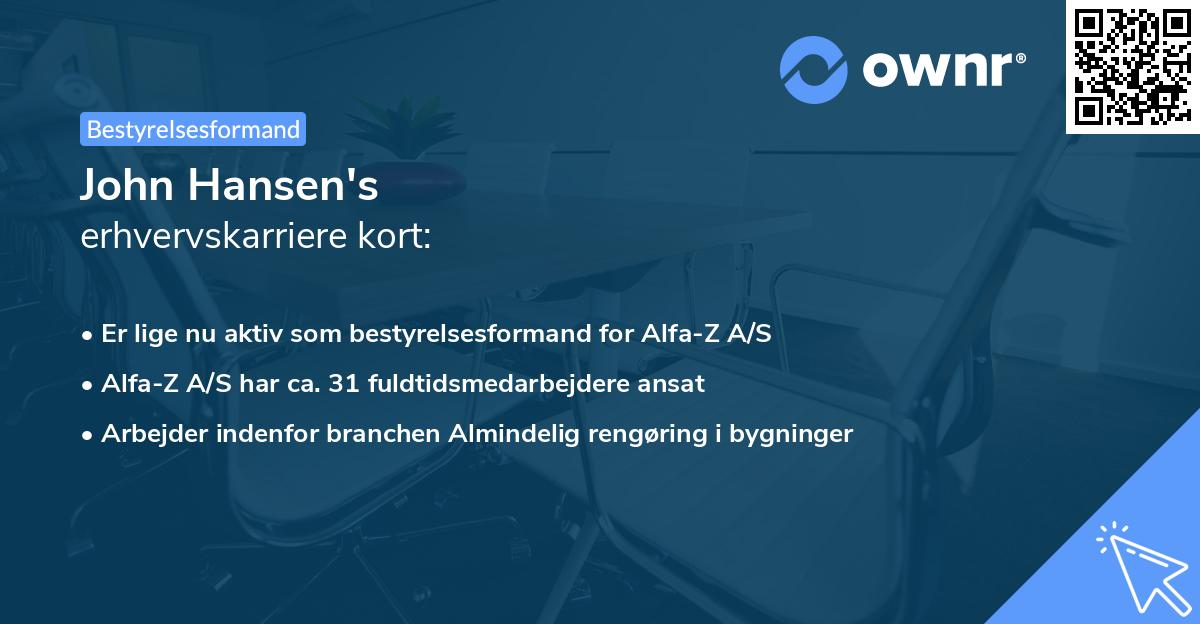 John Hansen's erhvervskarriere kort