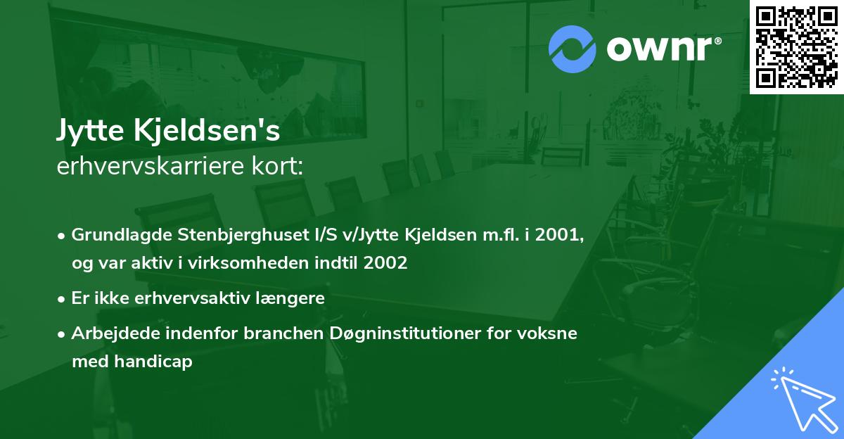 Jytte Kjeldsen's erhvervskarriere kort