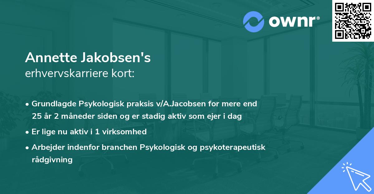 Annette Jakobsen's erhvervskarriere kort