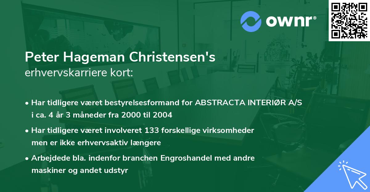 Peter Hageman Christensen's erhvervskarriere kort